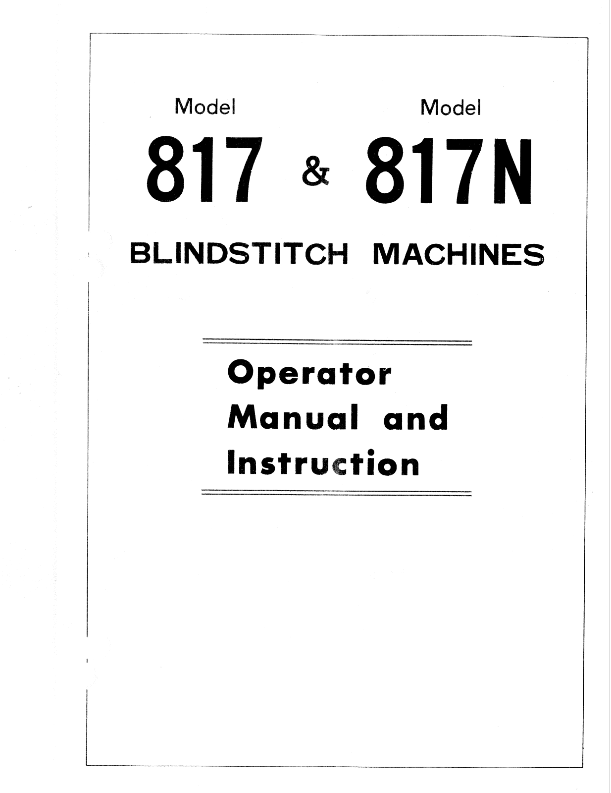 CONSEW 817, 817N Operating Instruction