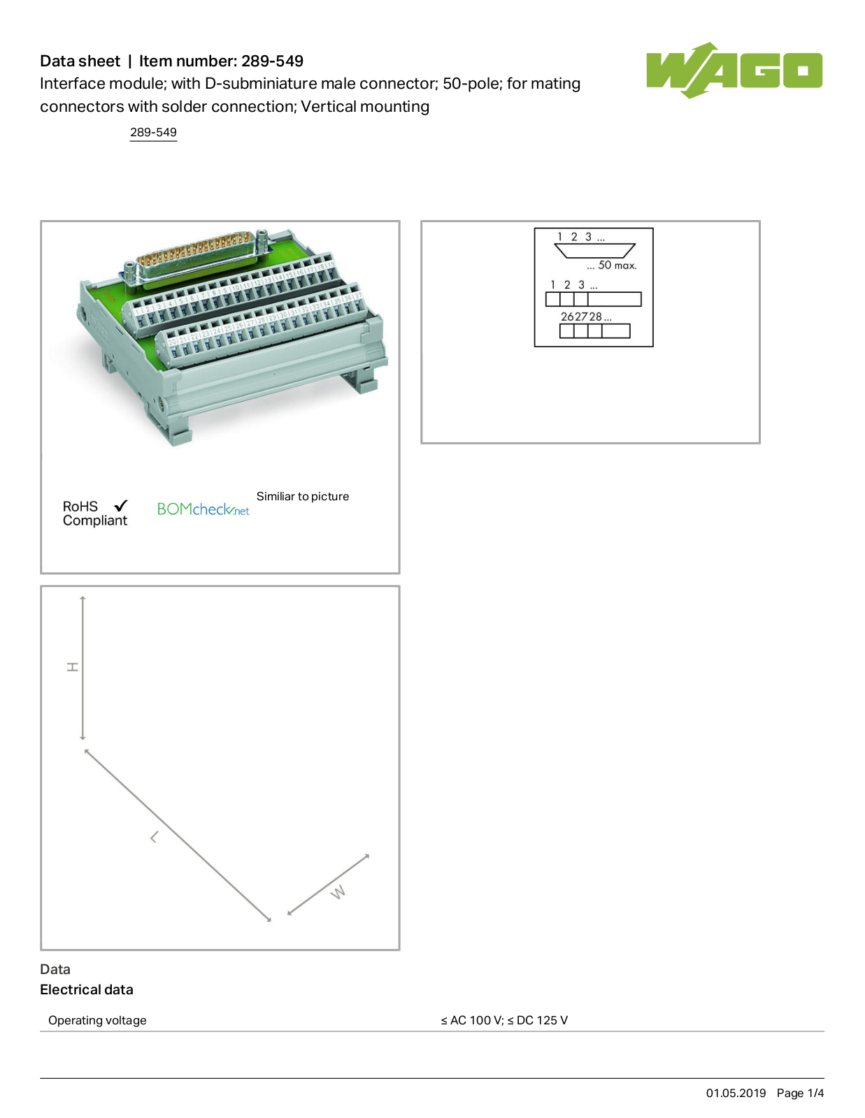 Wago 289-549 Data Sheet