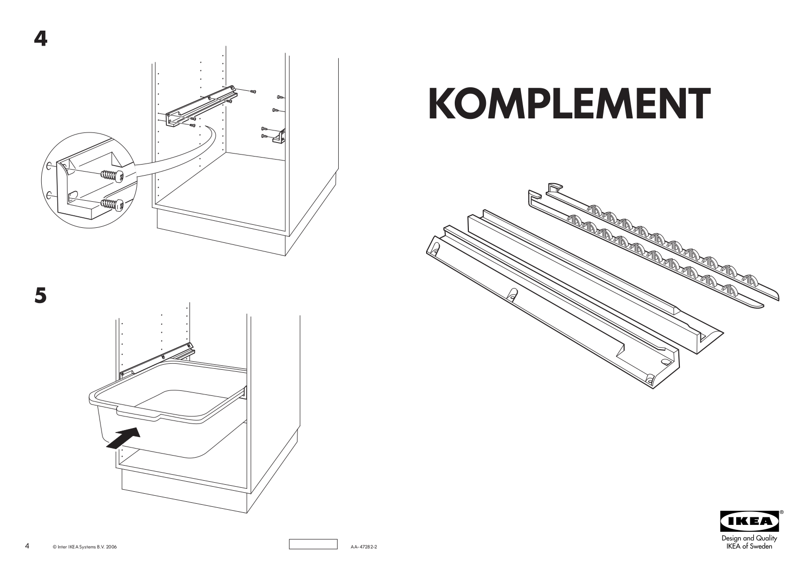 IKEA KOMPLEMENT RAIL W-PLASTIC BOX 2PK Assembly Instruction