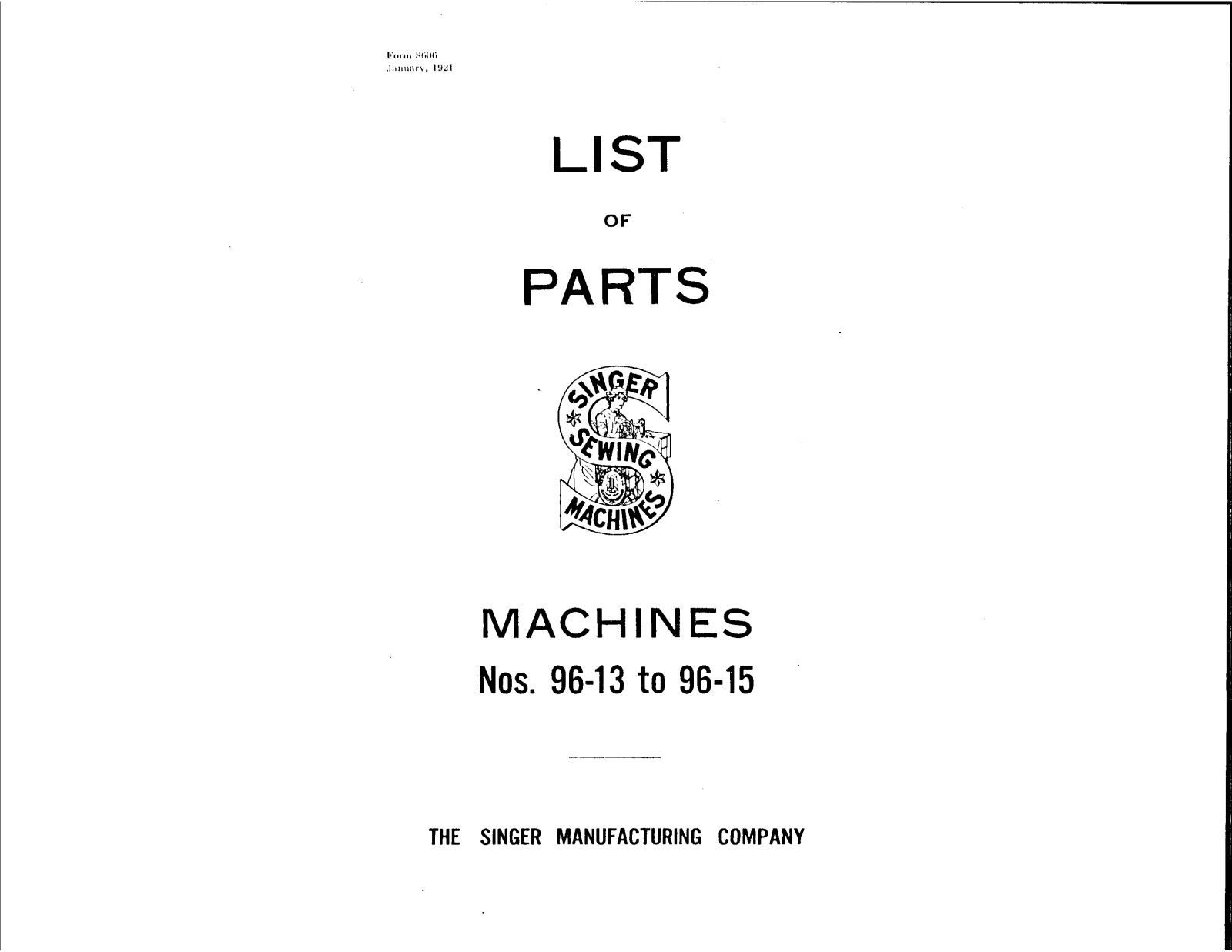 Singer 96-15, 96-13 User Manual