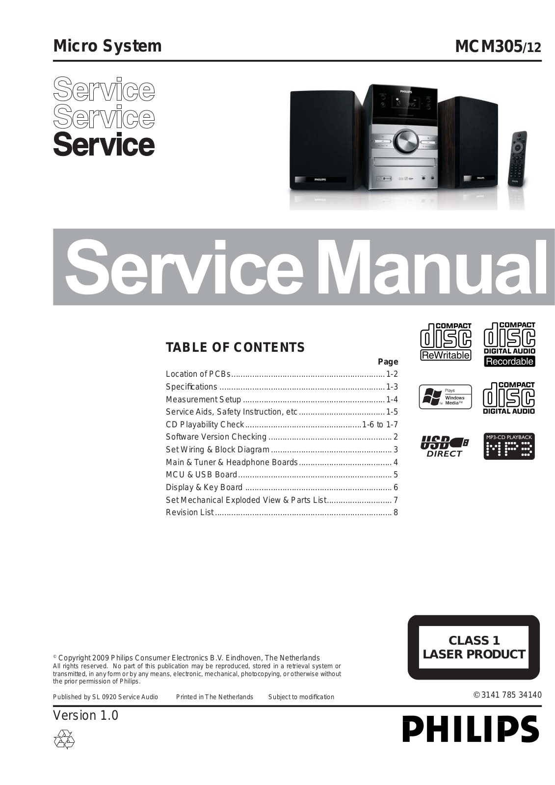 Philips MCM-305 Service Manual