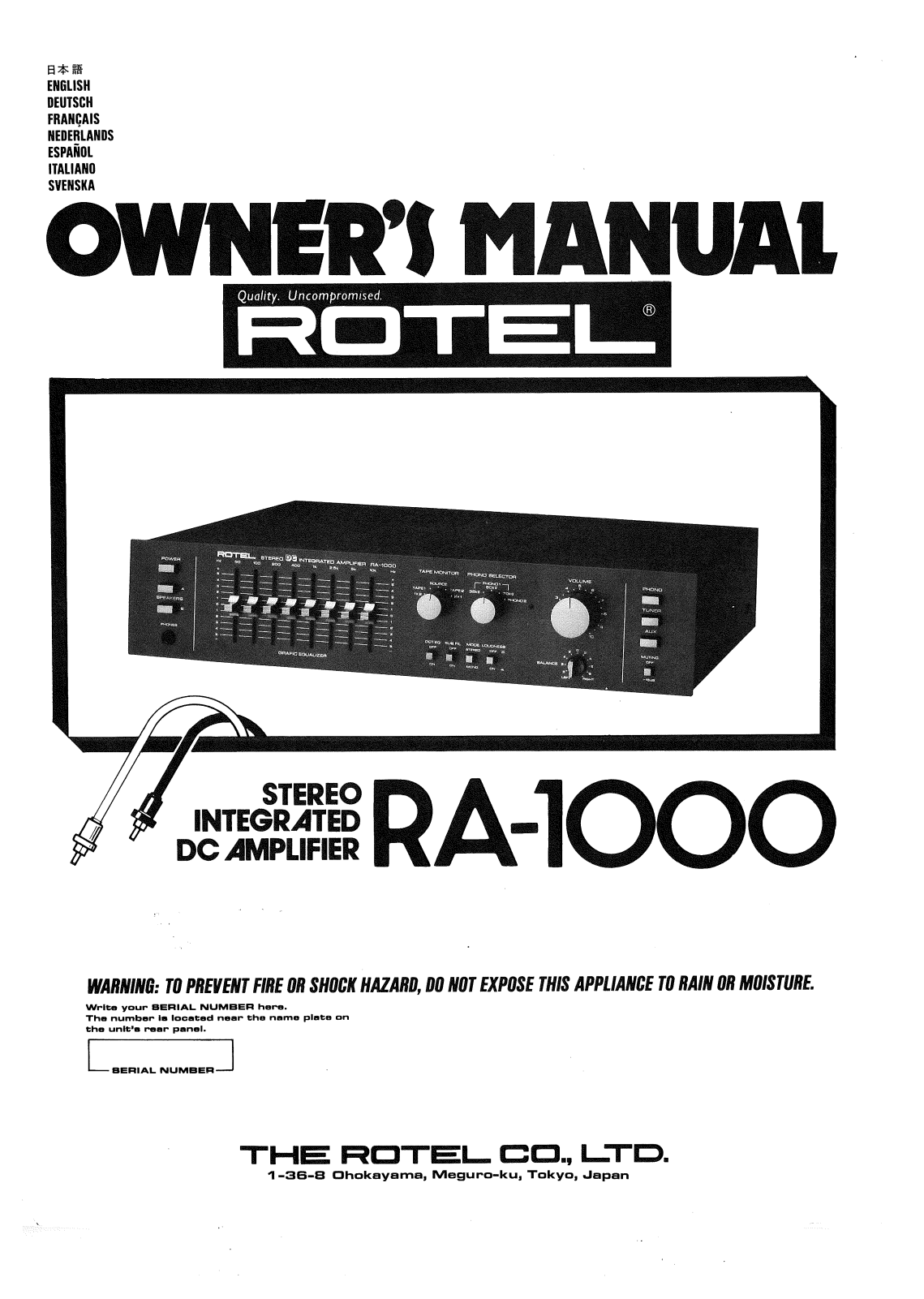 Rotel RA-1000 User Manual