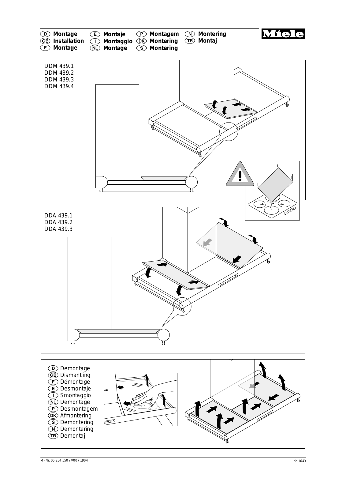 Miele DDM 439.1, DDM 439.2, DDM 439.3, DDM 439.4, DDA 439.1 assembly instructions