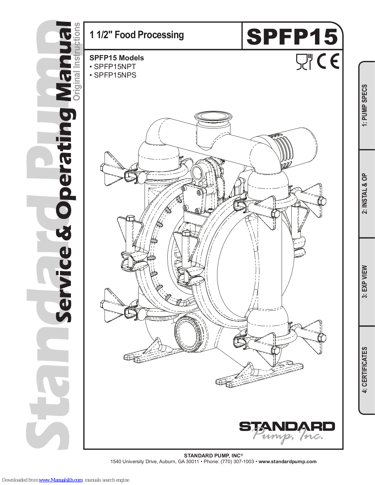 Standard Pump SPFP15, SPFP15NPT, SPFP15NPS Service & Operating Manual