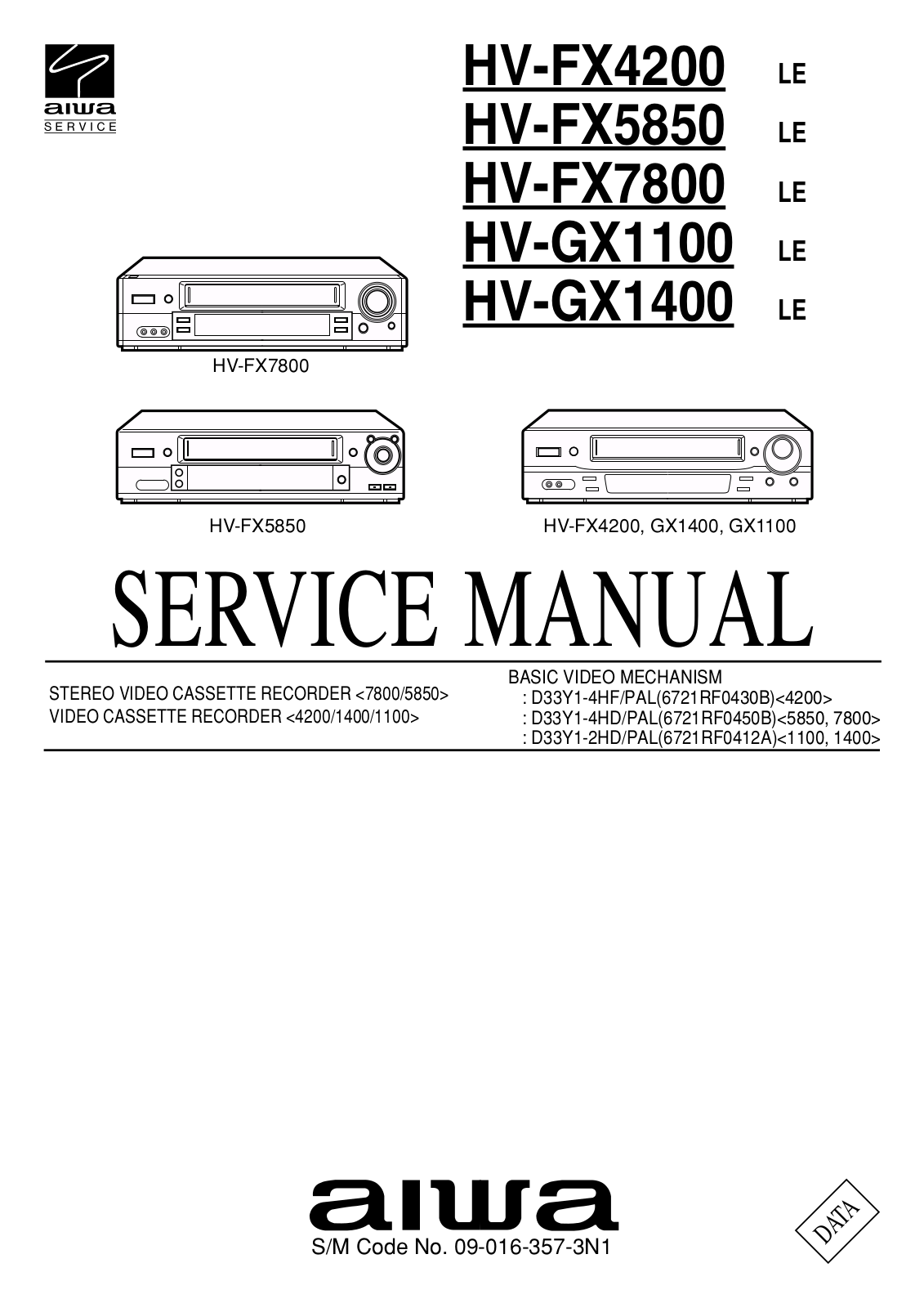 Aiwa HV-FX4200, HV-FX5850, HV-GX1100, HV-GX1400 Service Manual