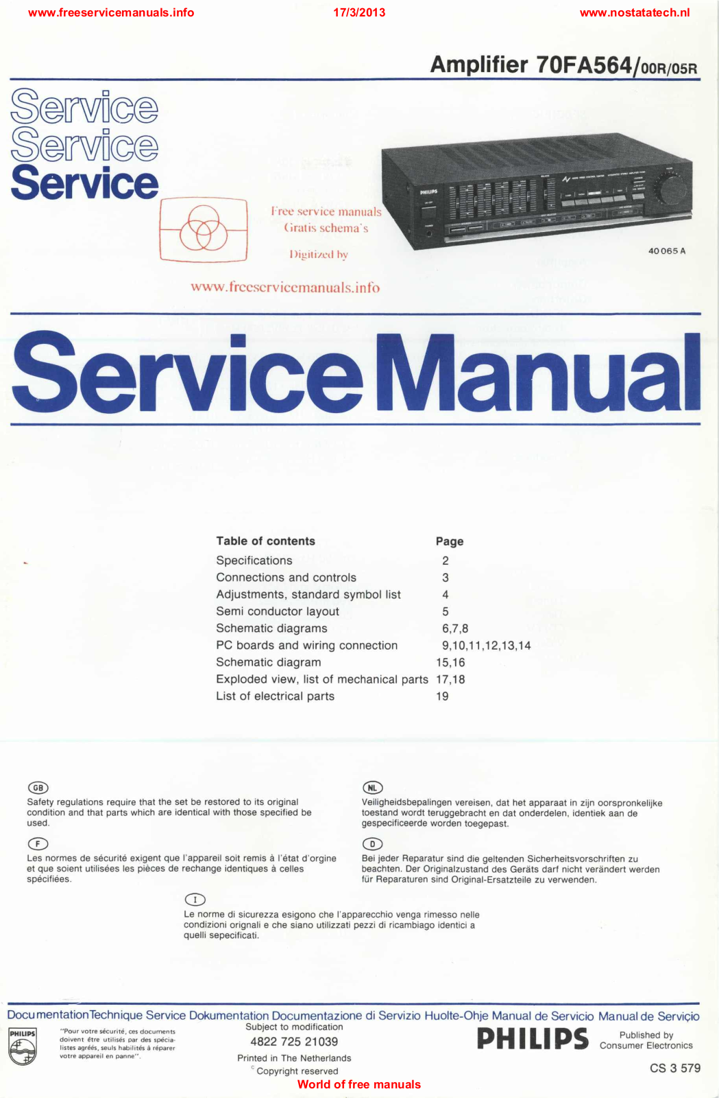 Philips _70FA564_SM Datasheet - ManualMachine.com