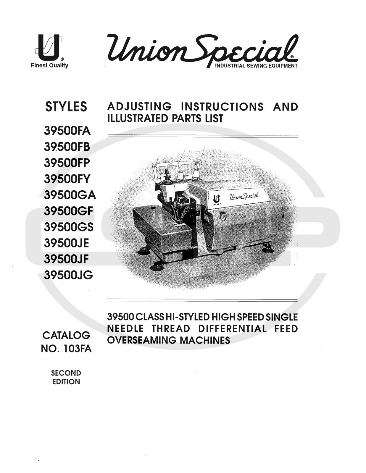 Union Special 103FA Parts Book