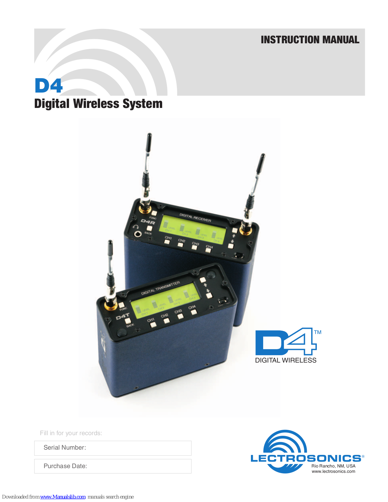 Lectrosonics D4 Series Instruction Manual