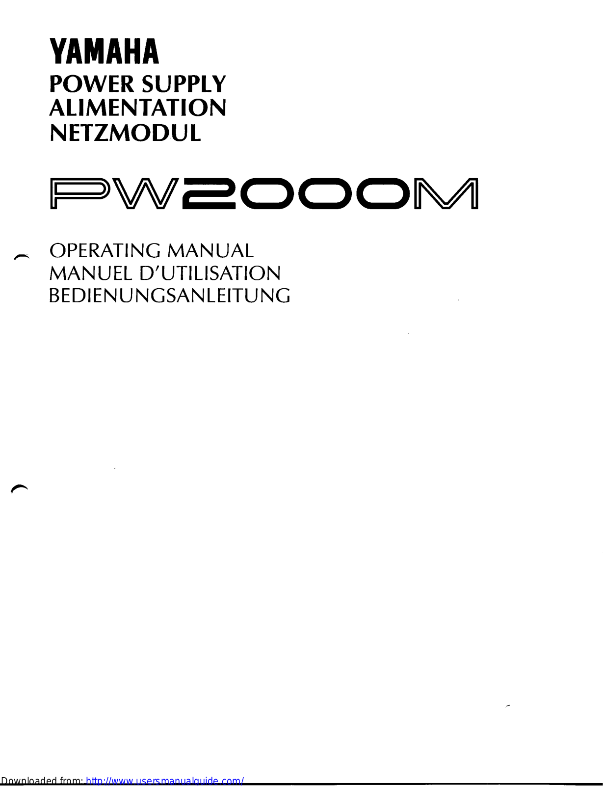 Yamaha Audio PW2000M User Manual