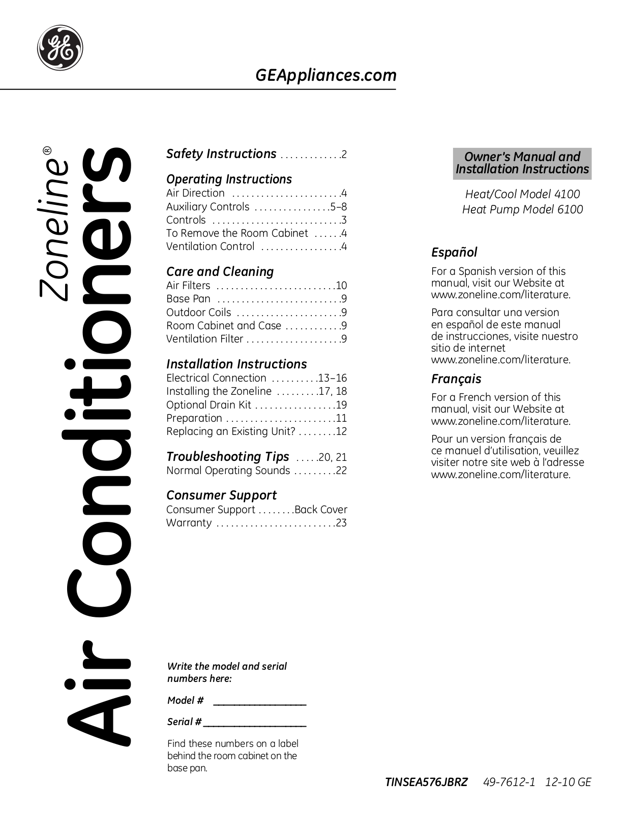 GE AZ61H09EAB, AZ41E09DAB, AZ41E09DAP, AZ41E12DAB, AZ61H15DAB Installation Guide