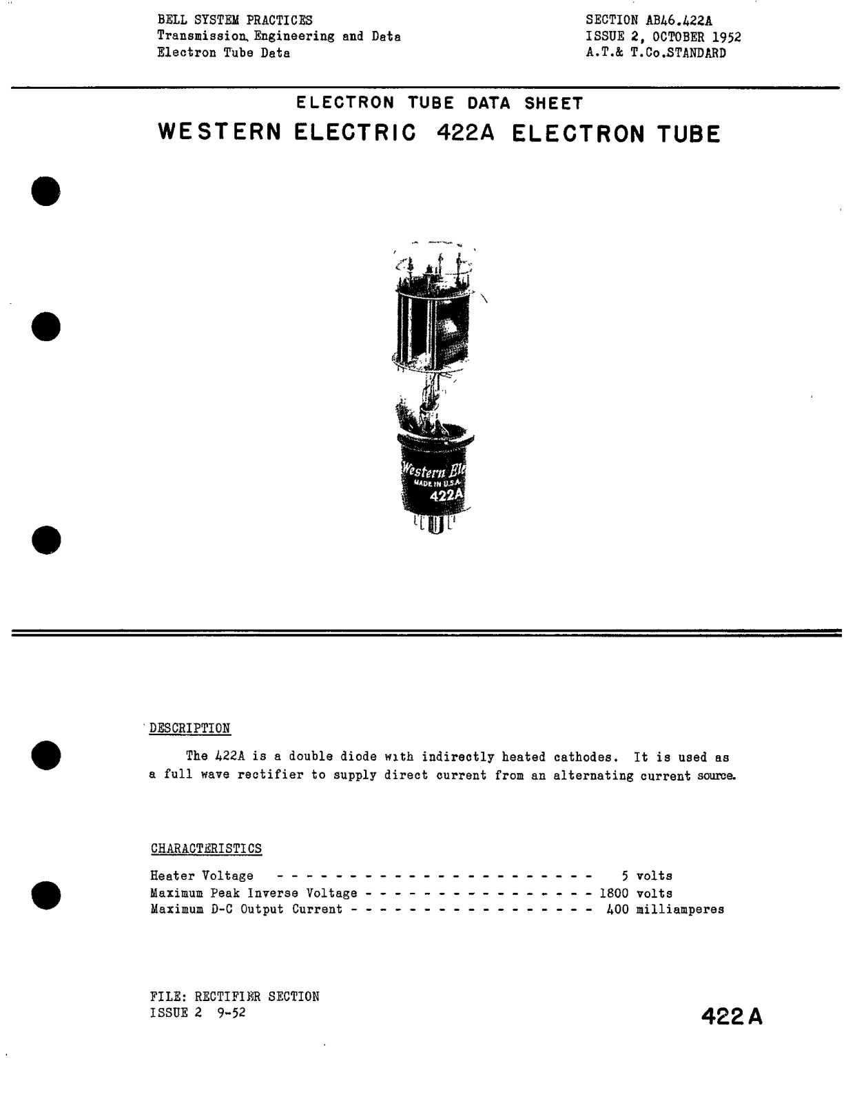 Western Electric 422-A Brochure