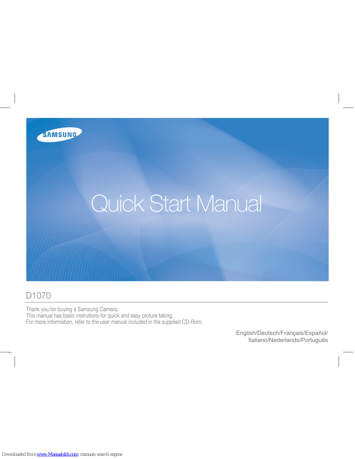 Samsung D1070, S1070 Quick Start Manual