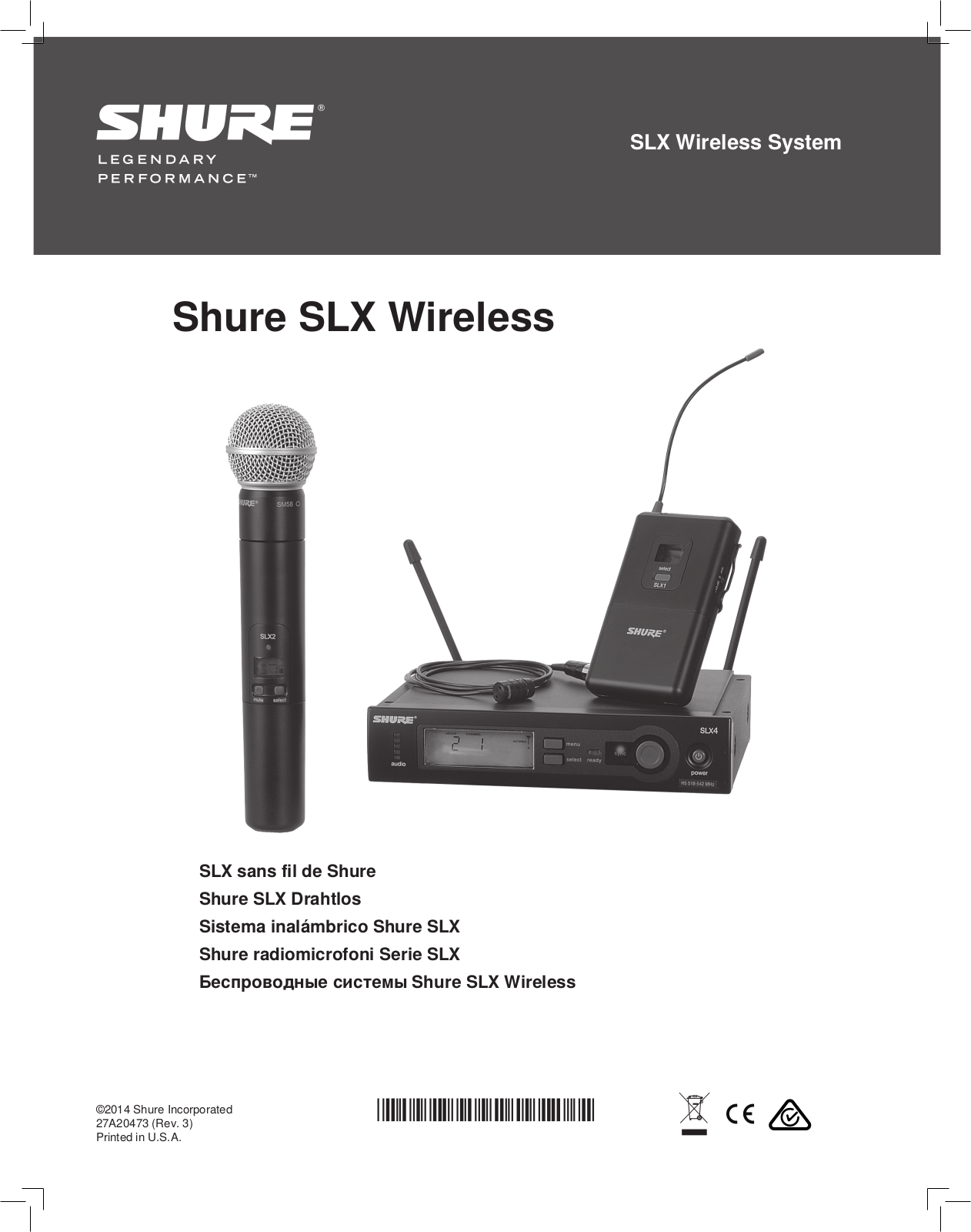 Shure SLX Quick Setup Manual