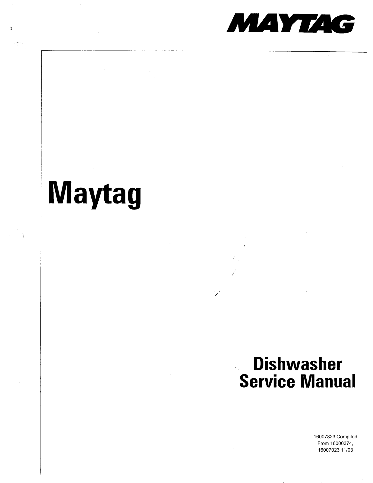Maytag DWU8460, DWU7910, DWU8450, DWU7600, DWU4910 Service Manual