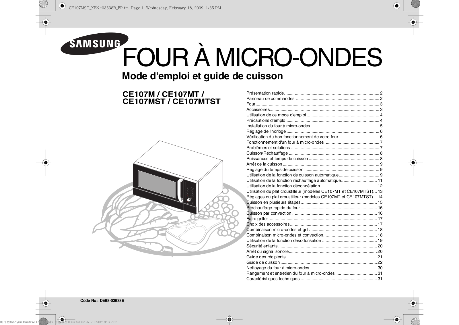 SAMSUNG CE107M-B, CE107MST User Manual