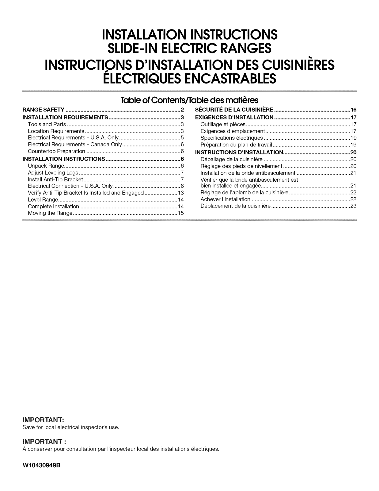 Whirlpool GY399LXUS03, GY399LXUB03 Installation Guide - ManualMachine.com