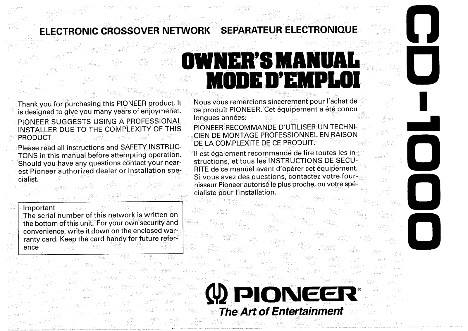 Pioneer CD-1000 Owners manual