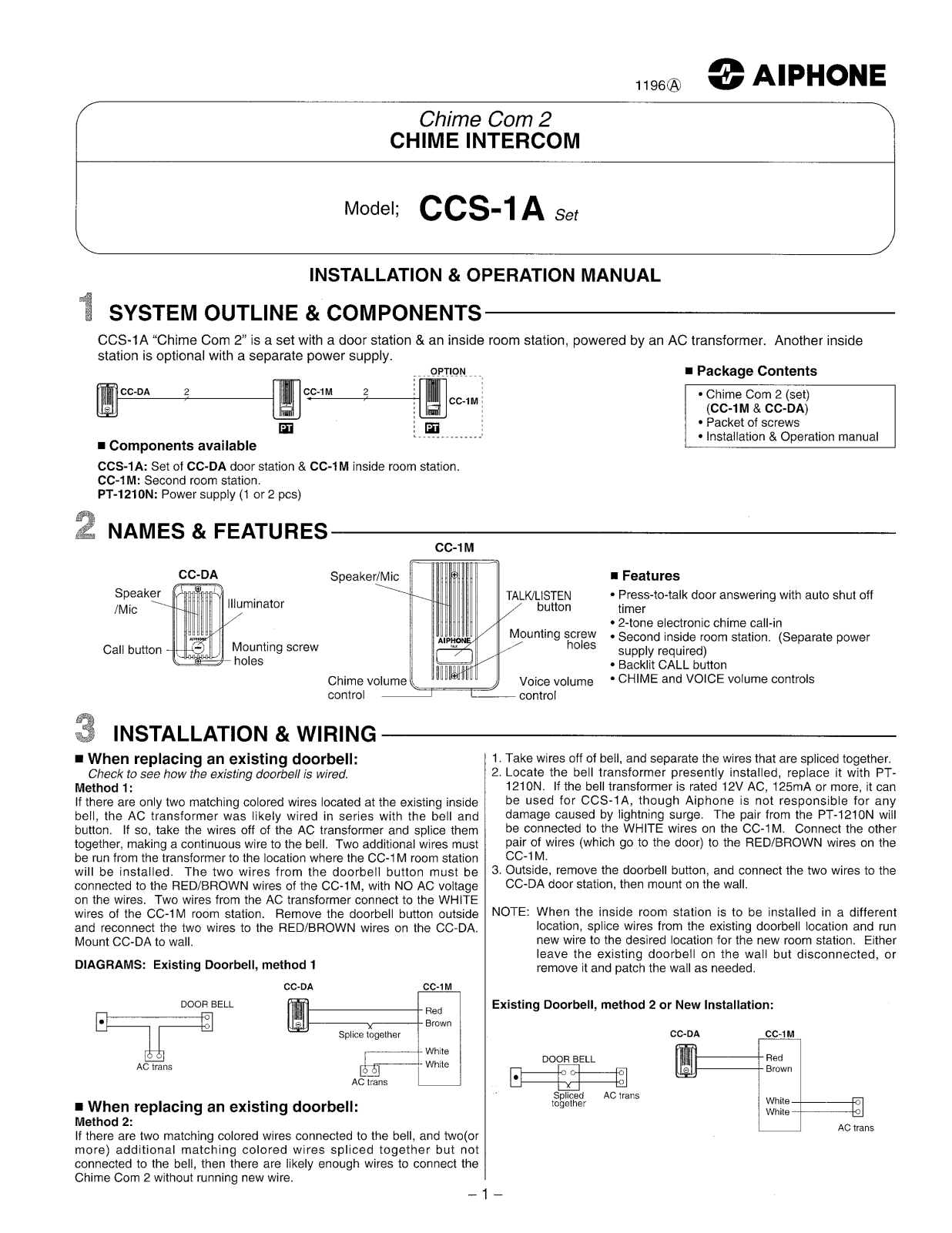 Aiphone CCS-1A User Manual