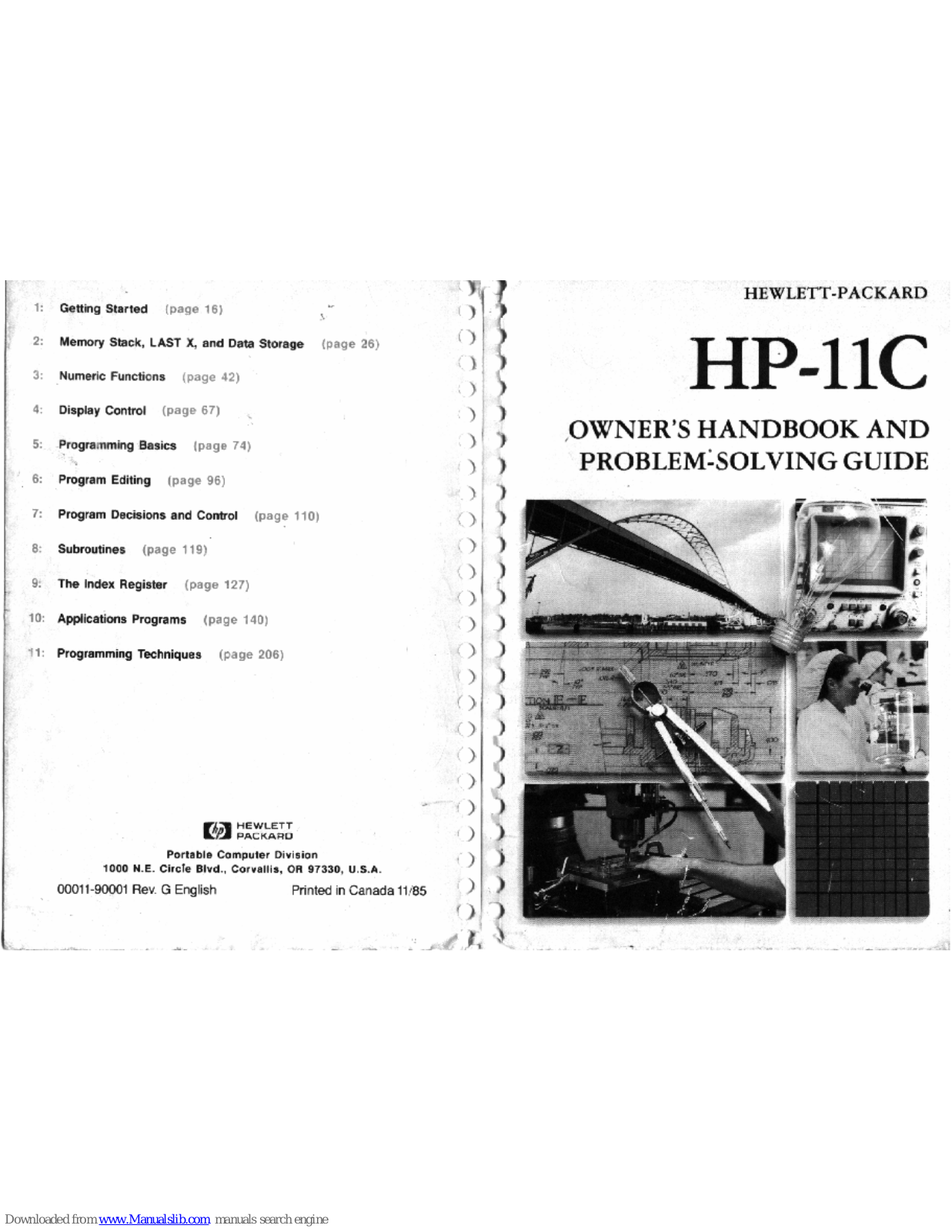 HP 11C Owner's Handbook Manual