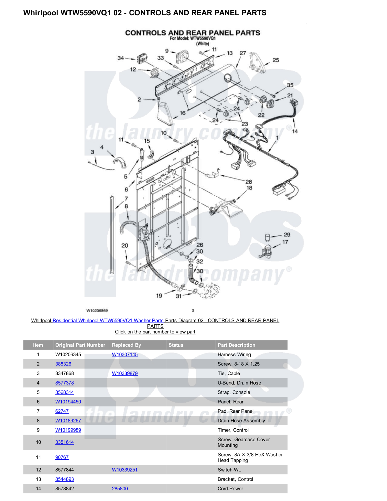 Whirlpool WTW5590VQ1 Parts Diagram