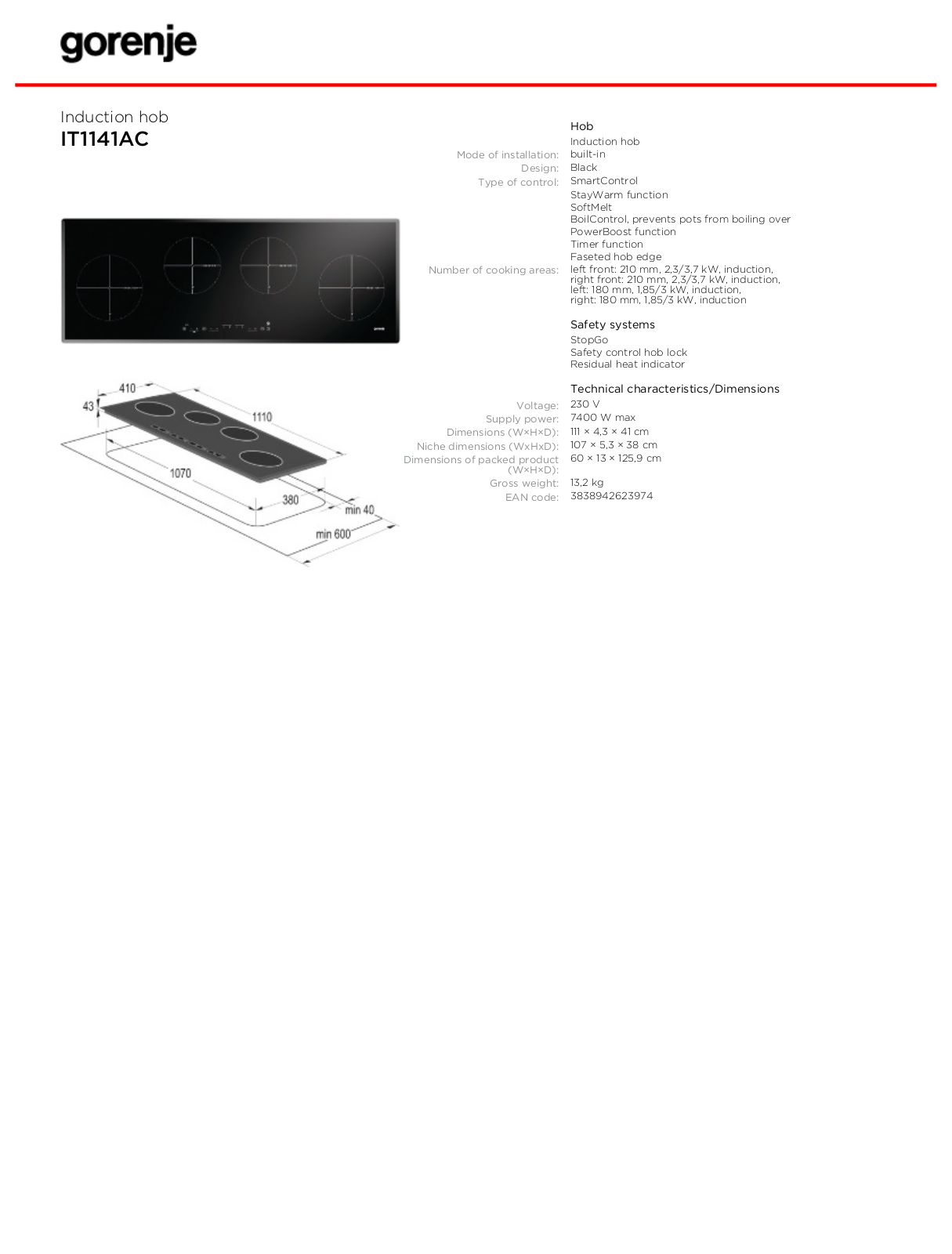 Gorenje IT 1141 DATASHEET