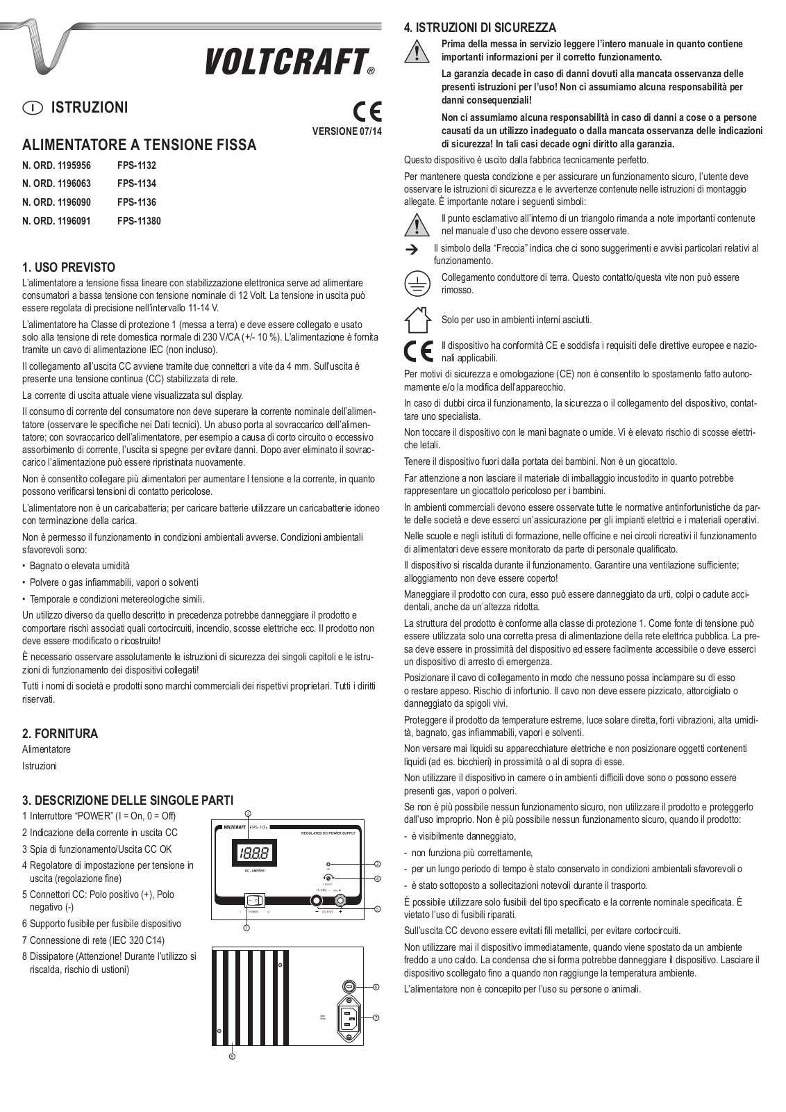 VOLTCRAFT FPS-1132, FPS-1134, FPS-1136, FPS-1138 User guide