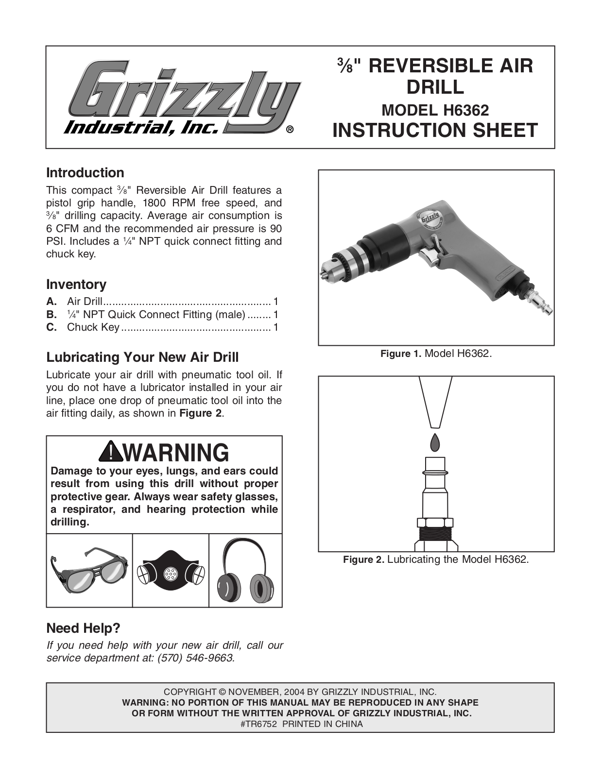 Grizzly H6362 User Manual