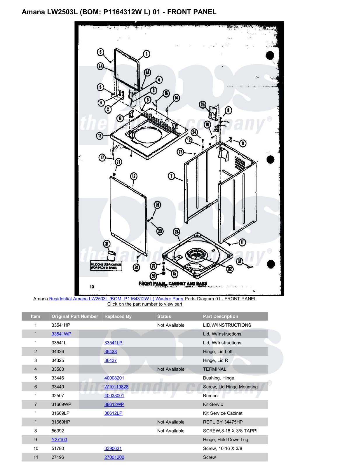 Amana LW2503L Parts Diagram