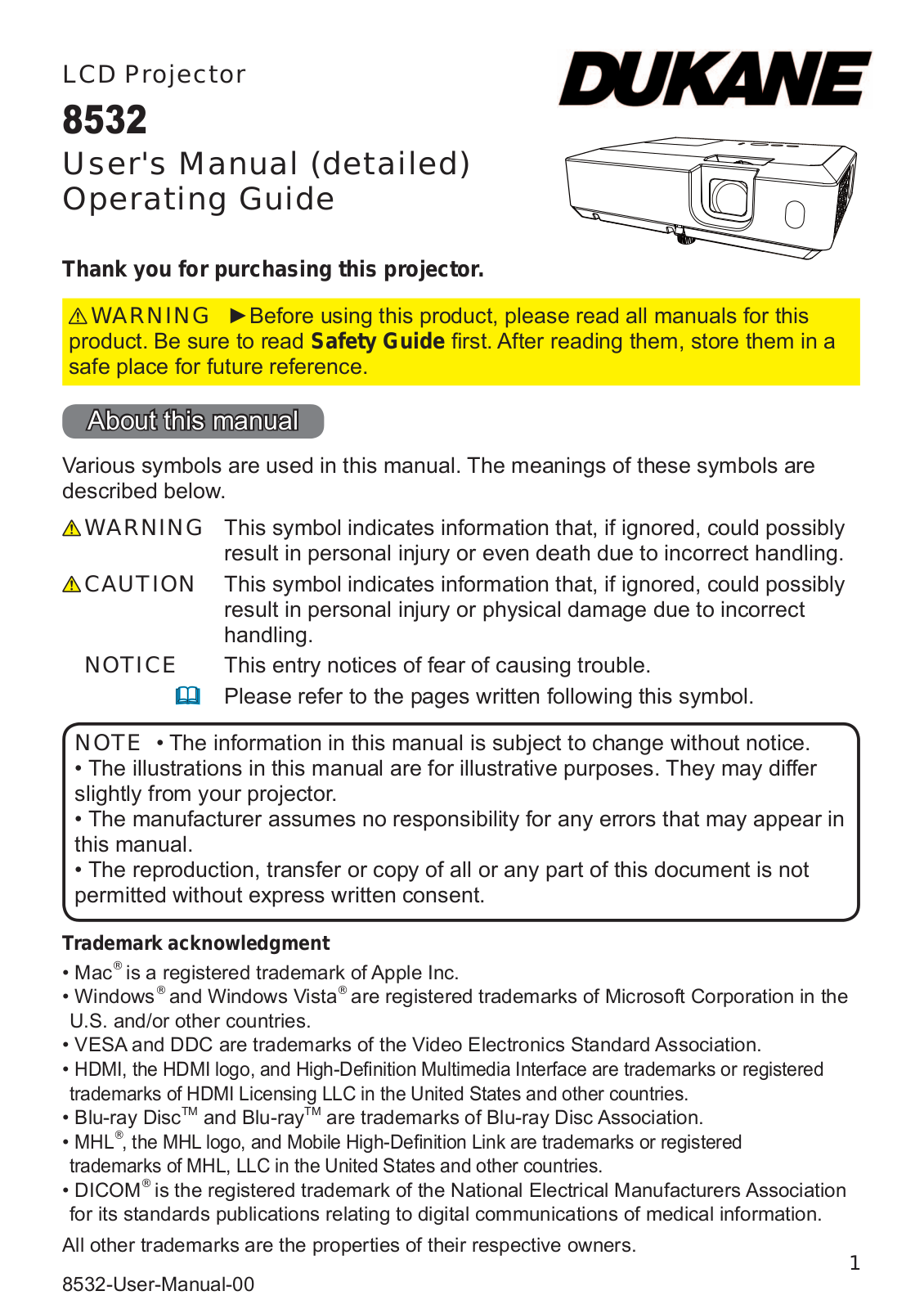 Dukane 8532 User's Manual