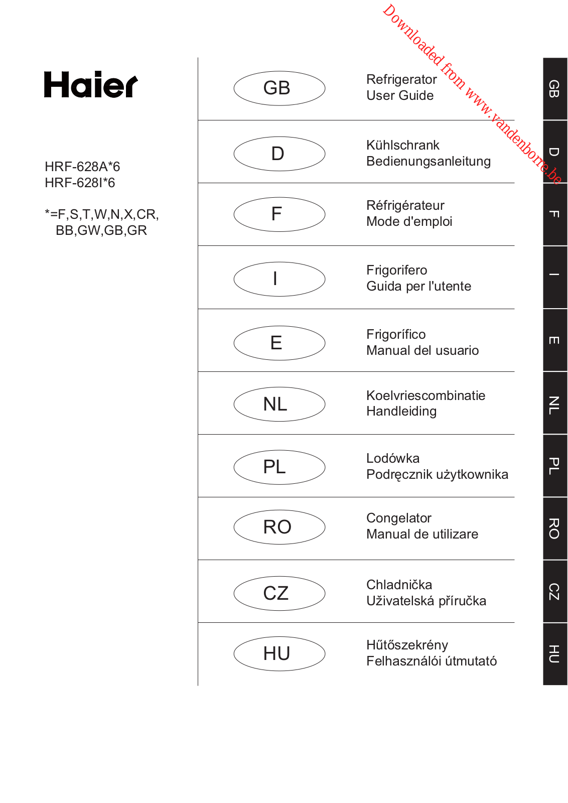 HAIER HRF 628 IW 6 User Manual