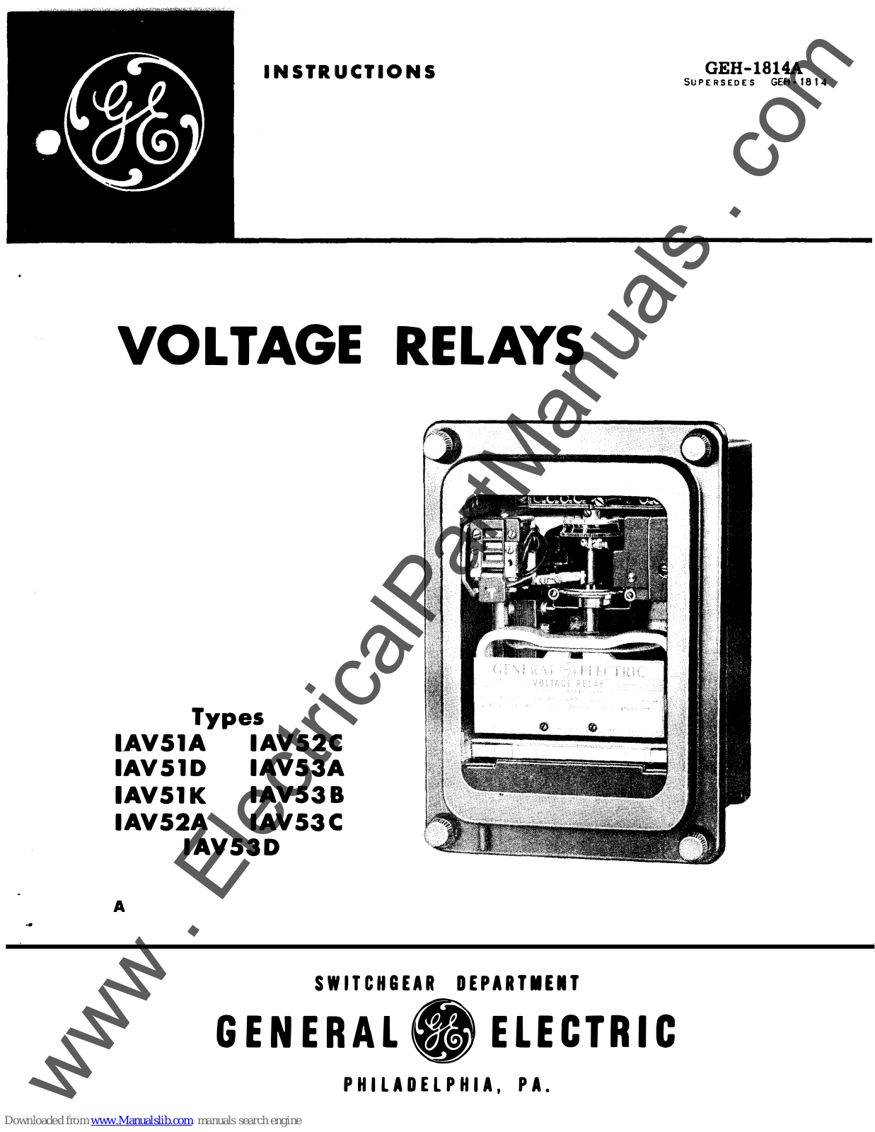GE IAV51A, IAV52A, IAV52C, IAV51D, IAV51K Instructions Manual