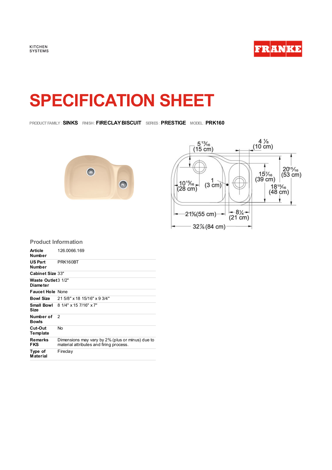 Franke Foodservice PRK160 User Manual