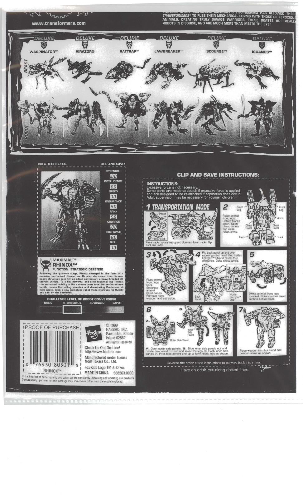 HASBRO Transformers Maximal Rhinox User Manual