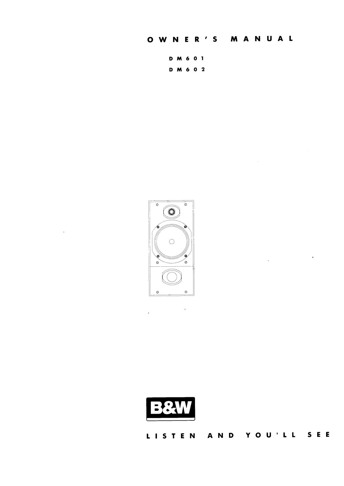 B&W DM 602 User Manual