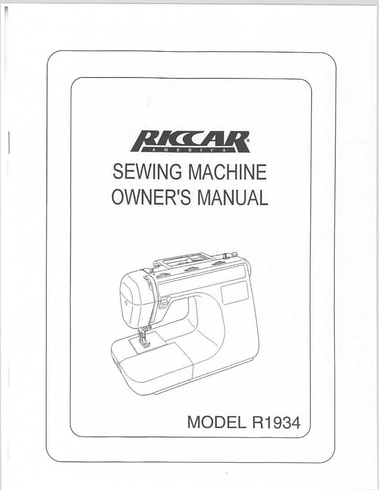 Riccar R1934 User Manual