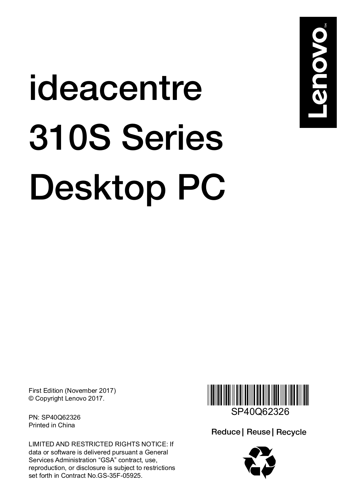 Lenovo Ideacentre 310S Series Setup Guide