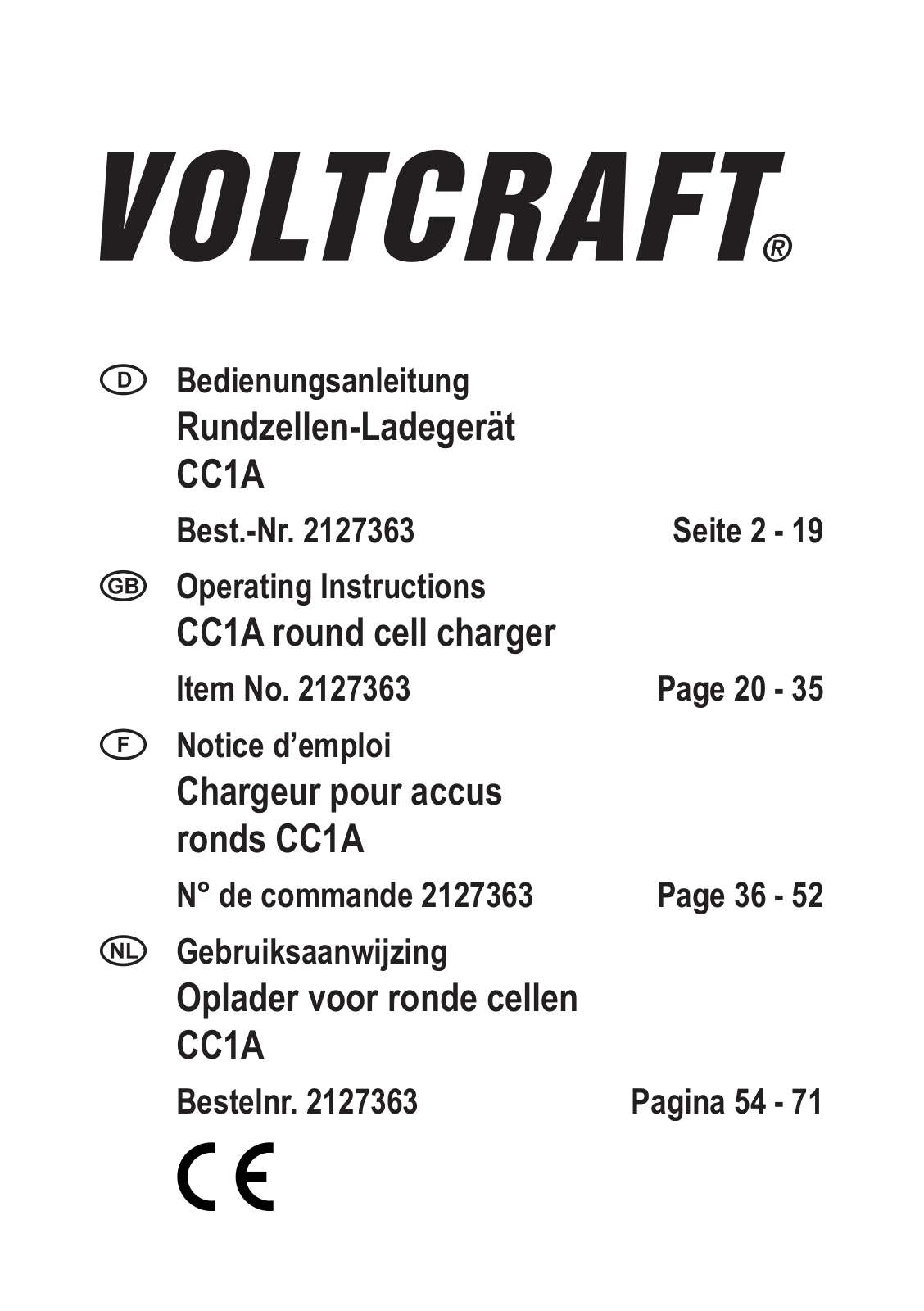 VOLTCRAFT CC1A User guide