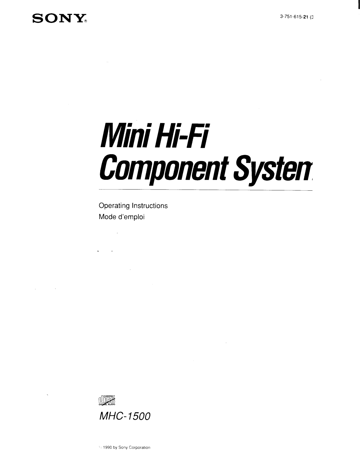 Sony MHC-1500 Operating Manual