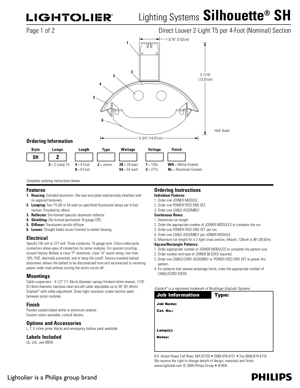 Lightolier Silhouette SH User Manual