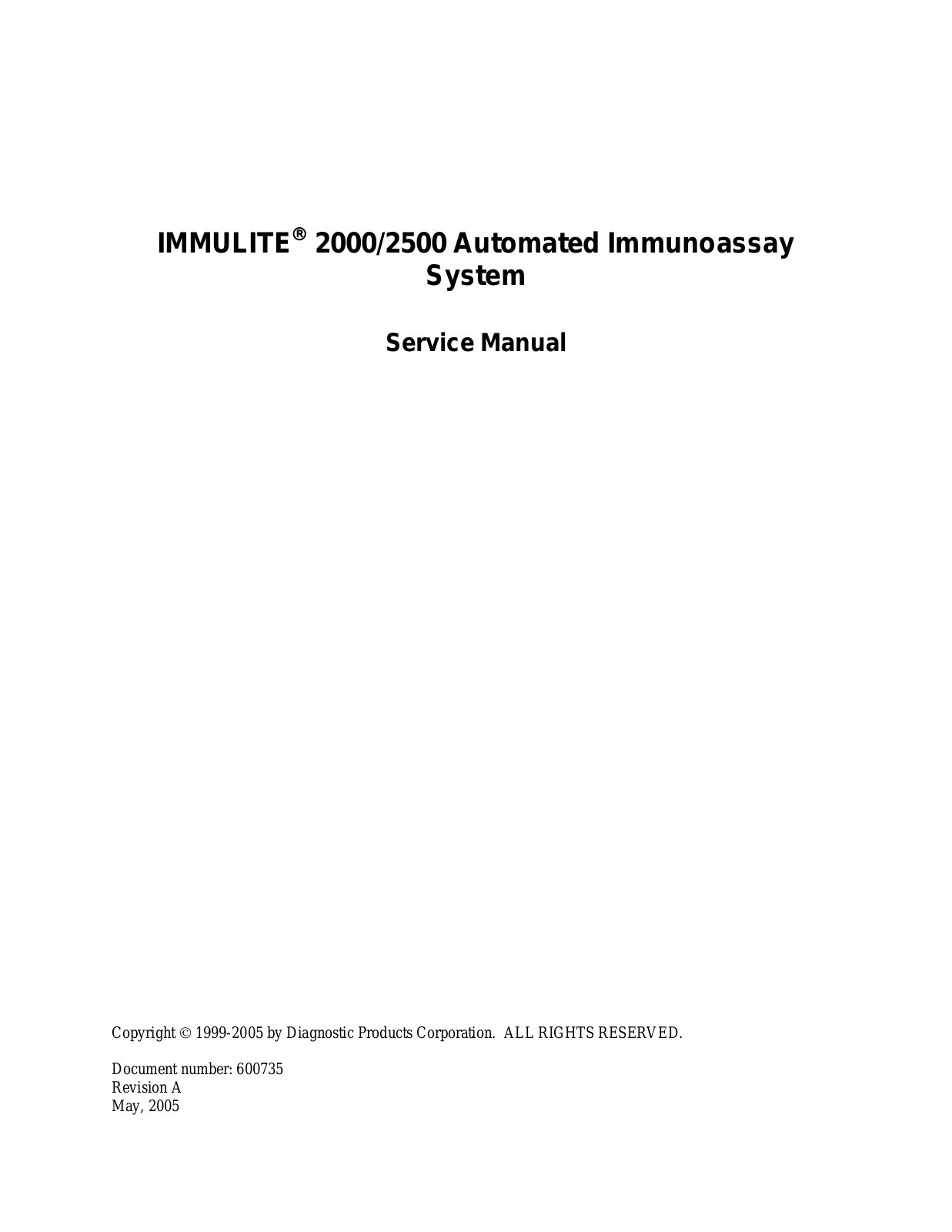 DPC Immulite 2000-2500 Service manual