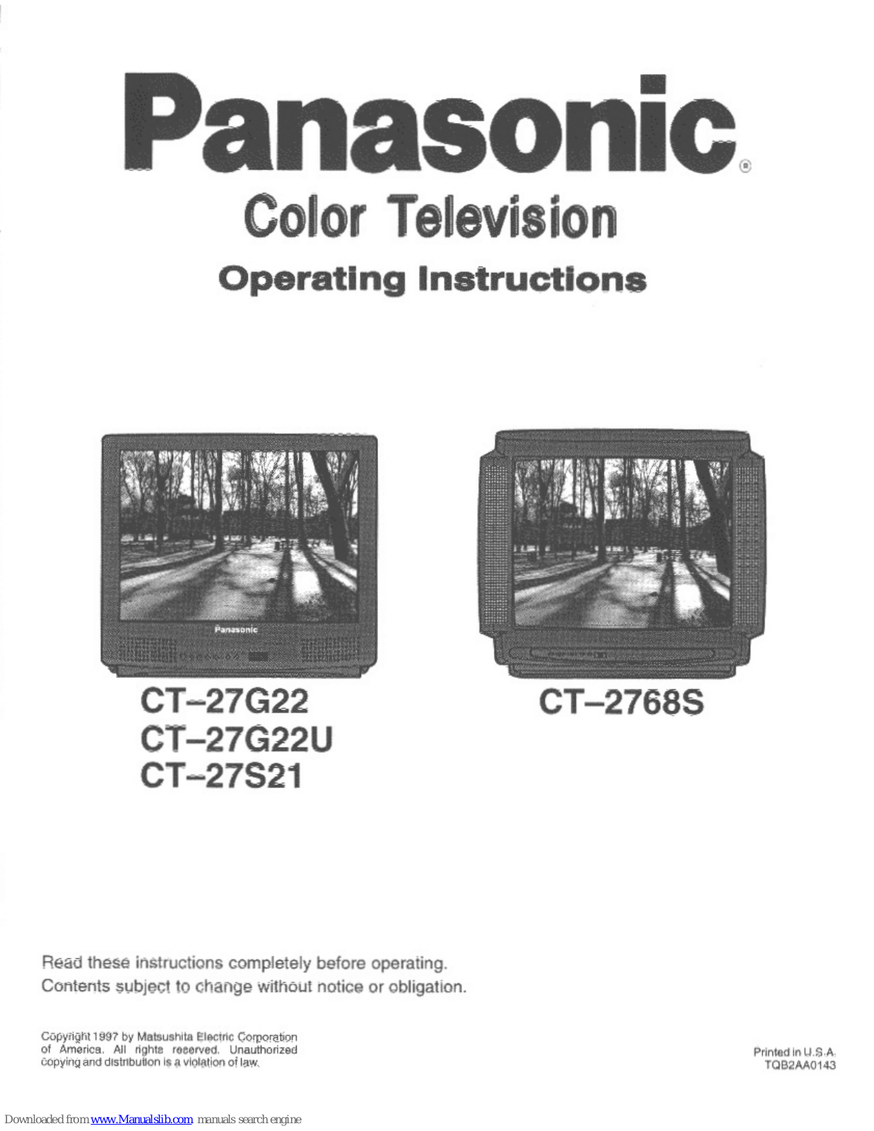 Panasonic CT-2768S, CT-27G22U, CT-27S21, CT2768SV - 27