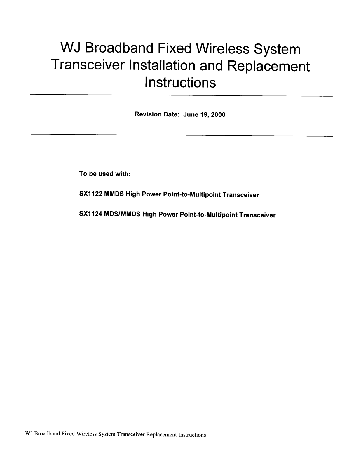 WJ Communications SX1124 User Manual