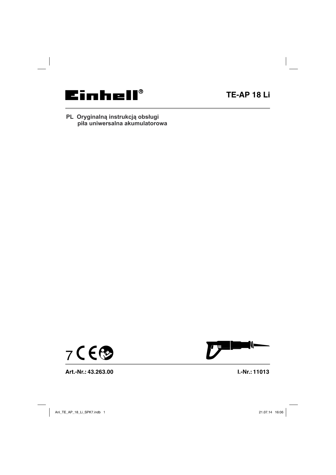 EINHELL TE-AP 18 Li Solo User guide - ManualMachine.com