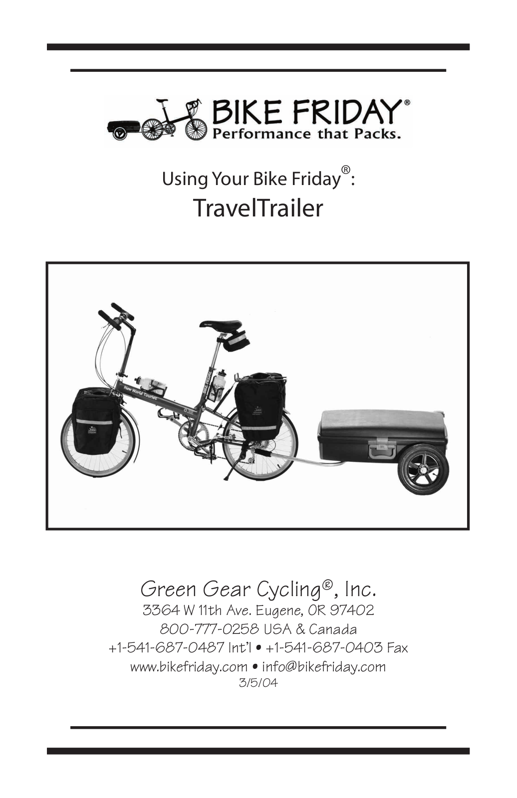 Bike friday TRAVELTRAILER User Manual