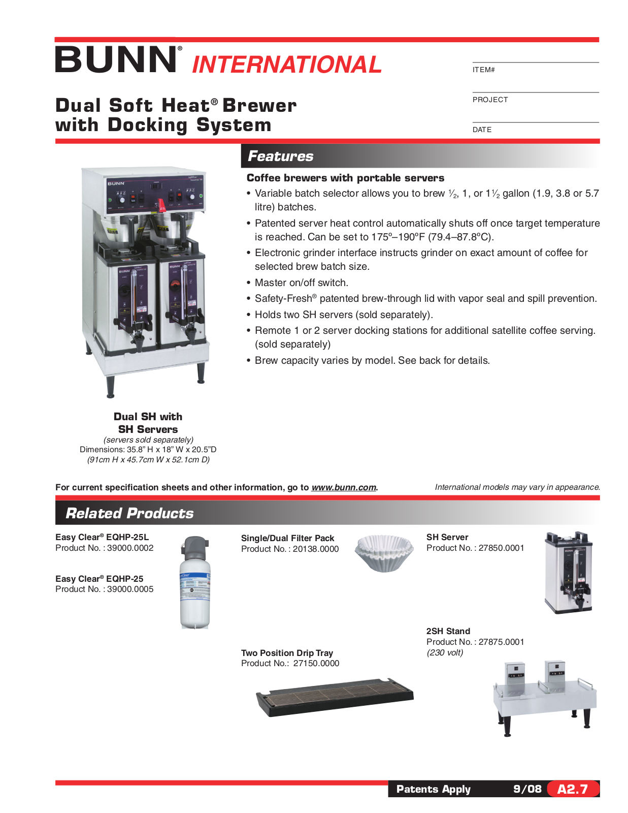 Bunn-O-Matic Dual SH with SH Servers General Manual