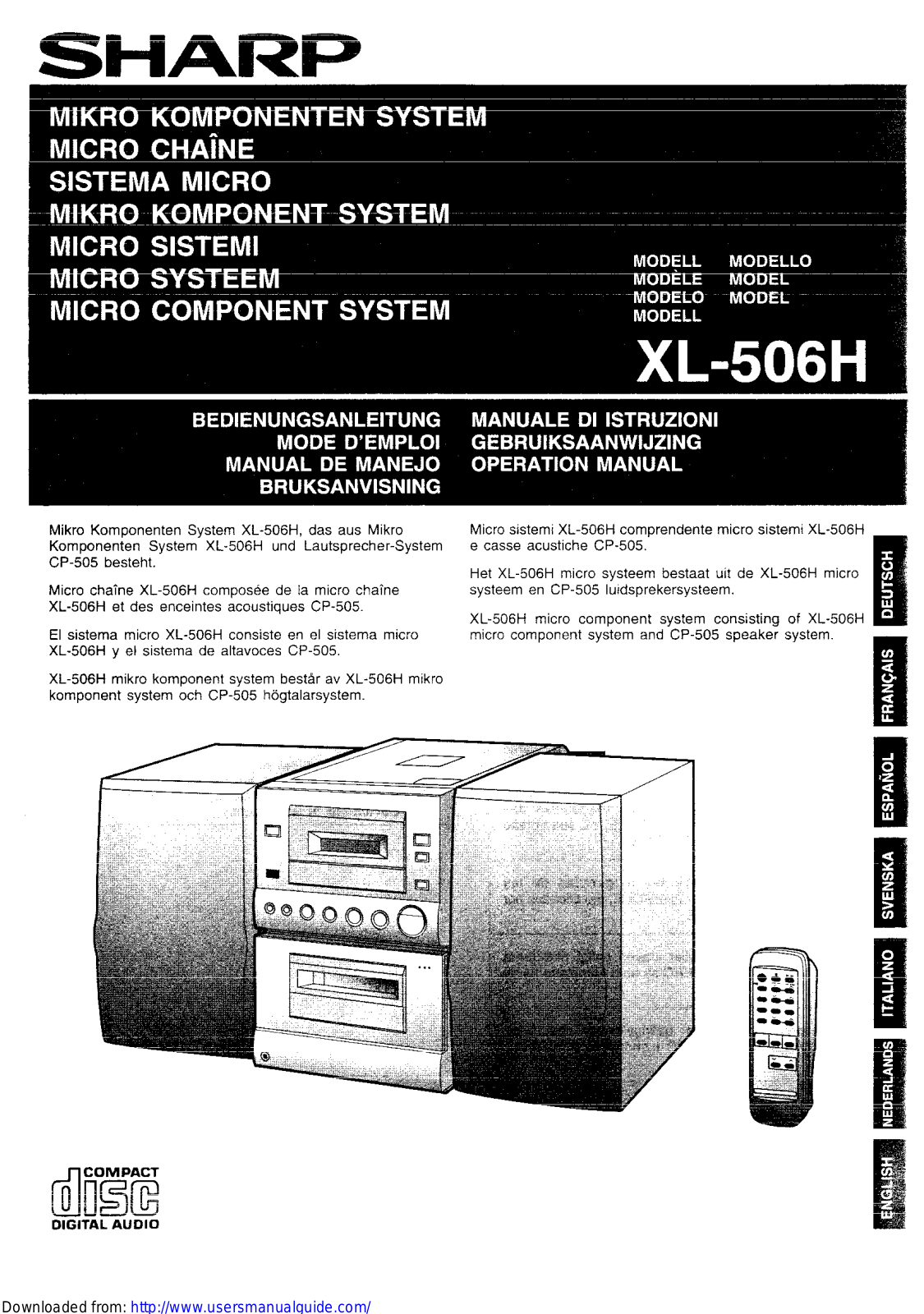 SHARP XL-506H User Manual