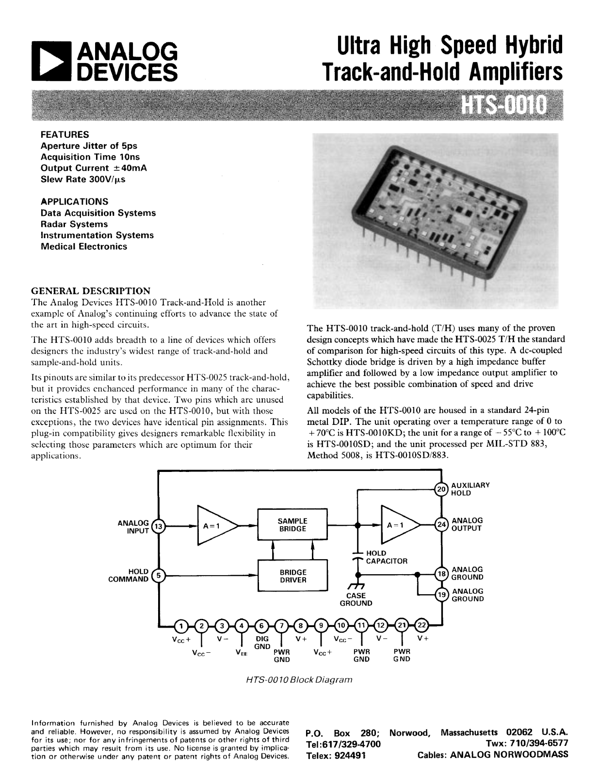 Analog Devices HTS-0010 Datasheet