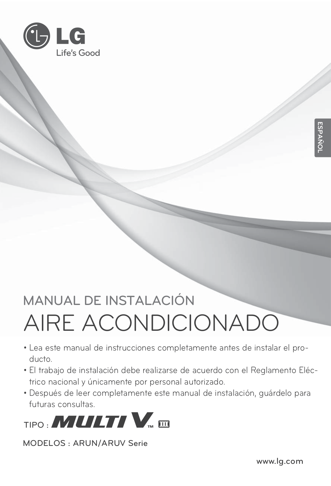 LG ARUN120DT3 INSTALLATION MANUAL