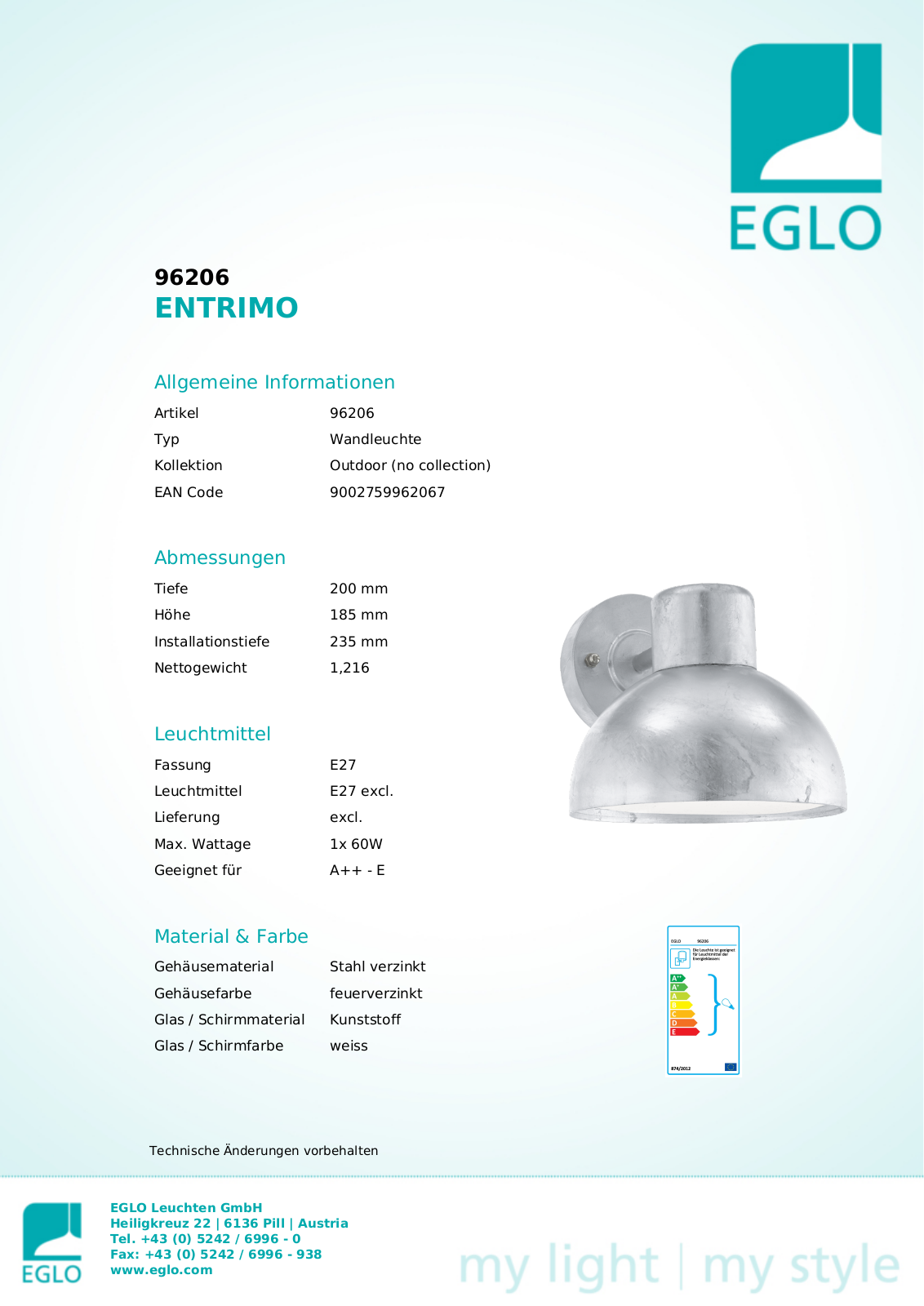 Eglo 96206 Service Manual