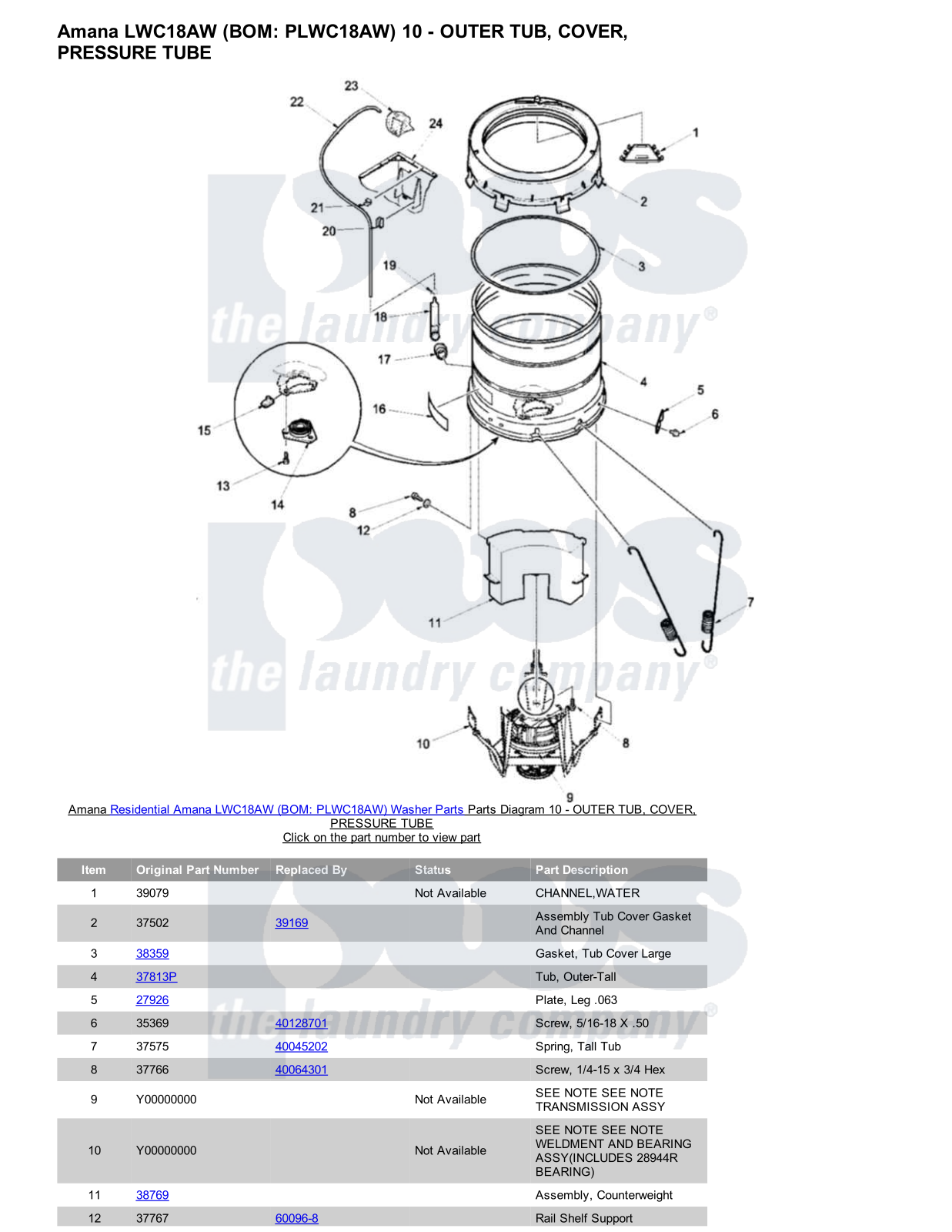 Amana LWC18AW Parts Diagram